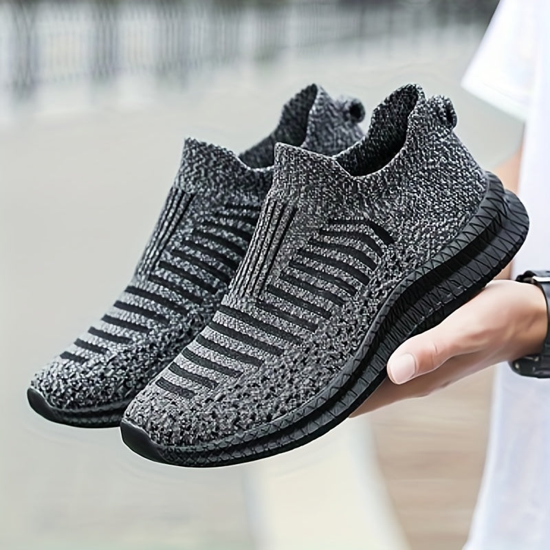 Knit Breathable Slip On Casual Shoes, Soft Sole Sneakers