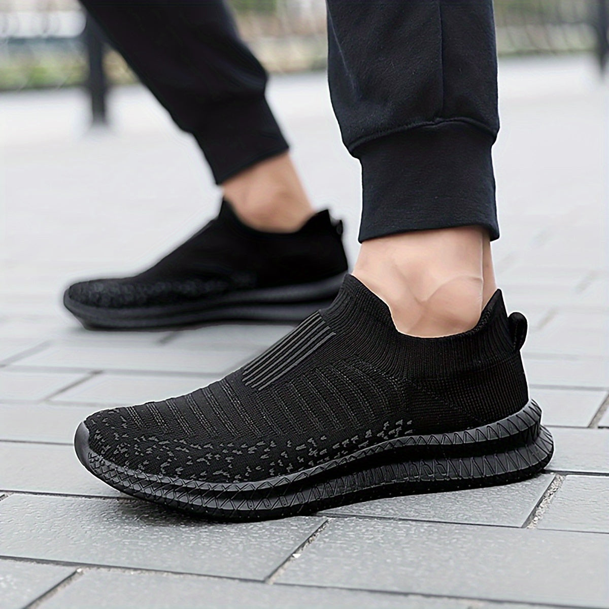 Knit Breathable Slip On Casual Shoes, Soft Sole Sneakers